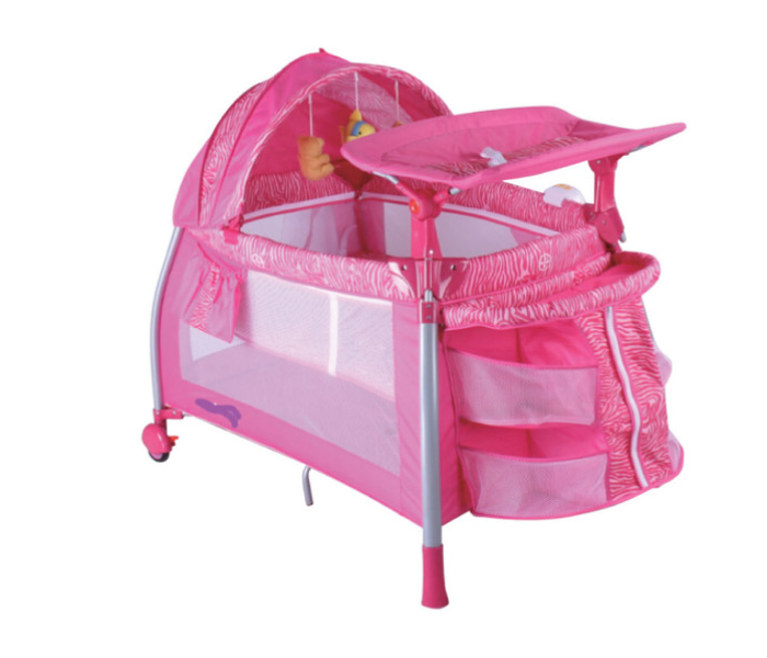 Babylove 27-992GT Playpen 2 Floor With Mosquito Net - Pink - Zoom Image