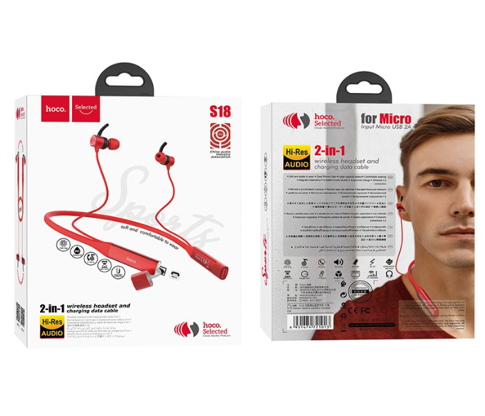 Hoco S18 Glamor Wireless Bluetooth Headset - Red - Zoom Image 3