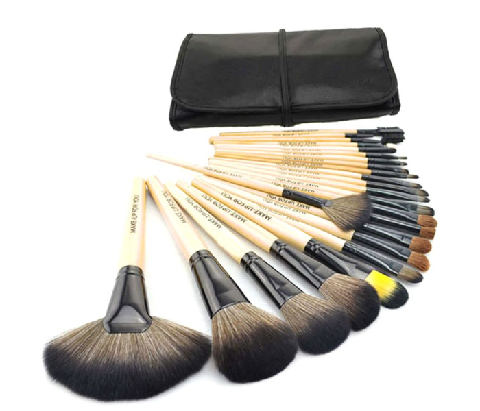 Professional Cosmetic 24 Piece Brush Set with Folding Bag-Cream - Zoom Image