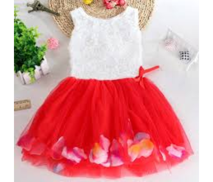 Little Wings 3 years Lace Bow Flower Bottom Princess Tutu Dress - Red - Zoom Image