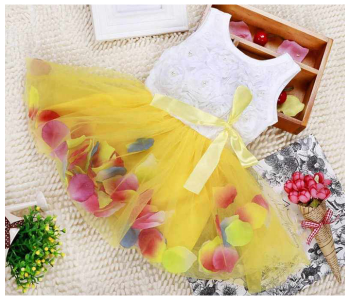 Little Wings 4 years Lace Bow Flower Bottom Princess Tutu Dress - Yellow - Zoom Image 1