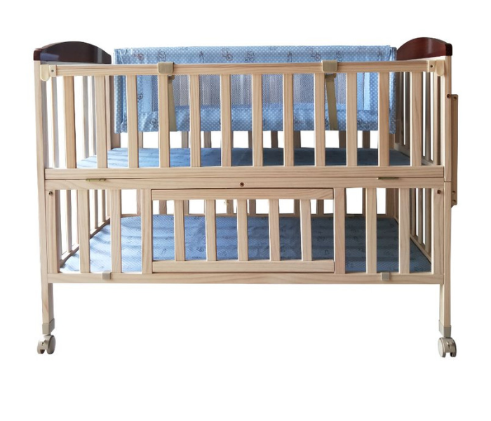 Babylove 27-16F Baby Love Wooden Bed With Mosquito Net - Cream - Zoom Image 2