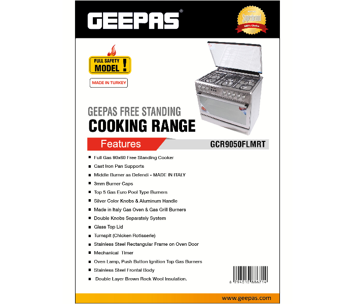 Geepas GCR9050 Free Standing Cooking Range - Silver - Zoom Image 2