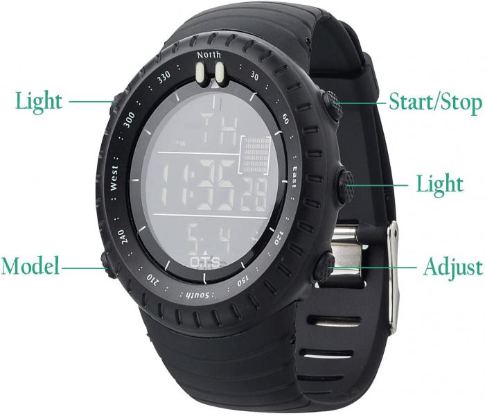 PALADA T7005G Waterproof Tactical Digital Sports Watch with LED Backlight for Mens - Zoom Image 3