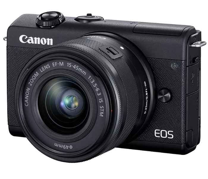 Canon EOS M200 Mirrorless Camera with EF-M 15-45mm f 3.5-6.3 IS STM Lens and EF-M 55-200mm f 4.5-6.3 IS STM Lens - Black - Zoom Image 1