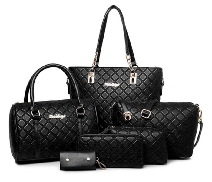 Six Piece Nylon Shoulder Bag Set - Black - Zoom Image