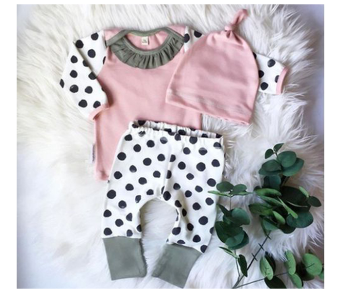 Little Wings 6 months Baby Dots Romper with Cap - Pink and White - Zoom Image 2