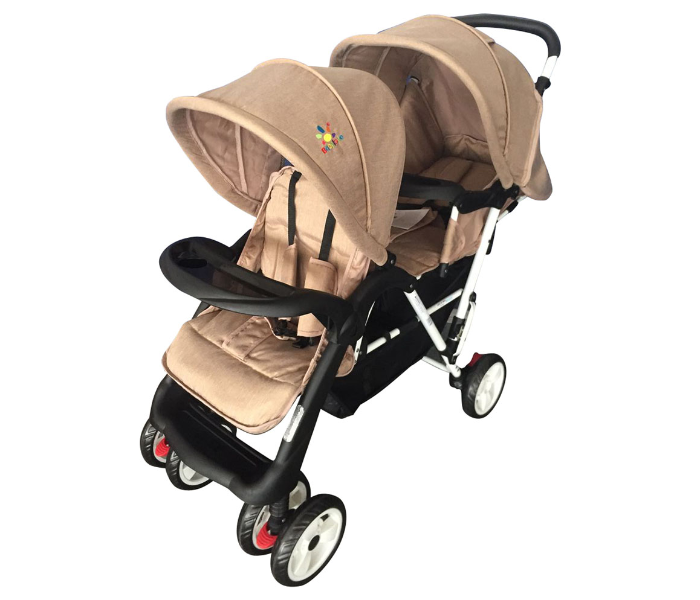 Baby Love 27-738P Twins Baby Stroller - Brown - Zoom Image 2