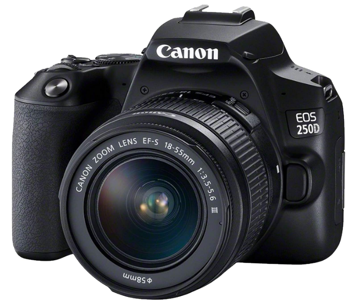 Canon EOS 250D Rebel SL3 DSLR Camera w/ 18-55mm F/3.5-5.6 III Lens - Black - Zoom Image 1