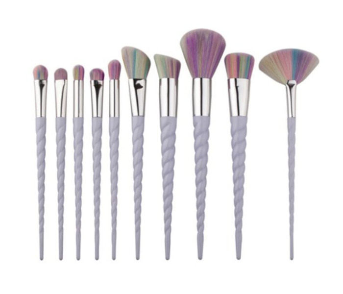 Marvie Beauty Unicorn 10 Piece Makeup Brush Set -Grey - Zoom Image