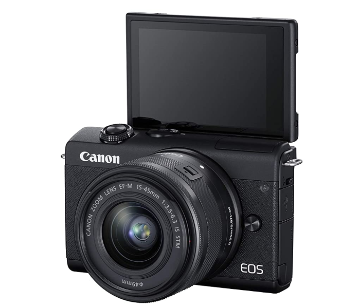 Canon EOS M200 Mirrorless Camera with EF-M 15-45mm f 3.5-6.3 IS STM Lens and EF-M 55-200mm f 4.5-6.3 IS STM Lens - Black - Zoom Image 2