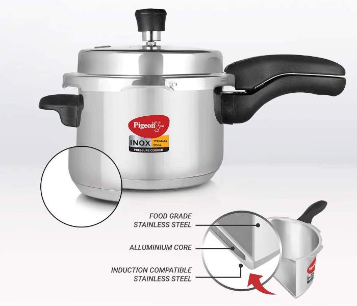 Pigeon 14046  5 Litre Pigeon Pressure Cooker - Silver - Zoom Image 3