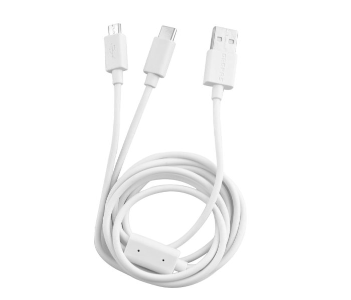 Geepas GCC58028 2 in 1 Micro USB and Type C Cable - White - Zoom Image 1