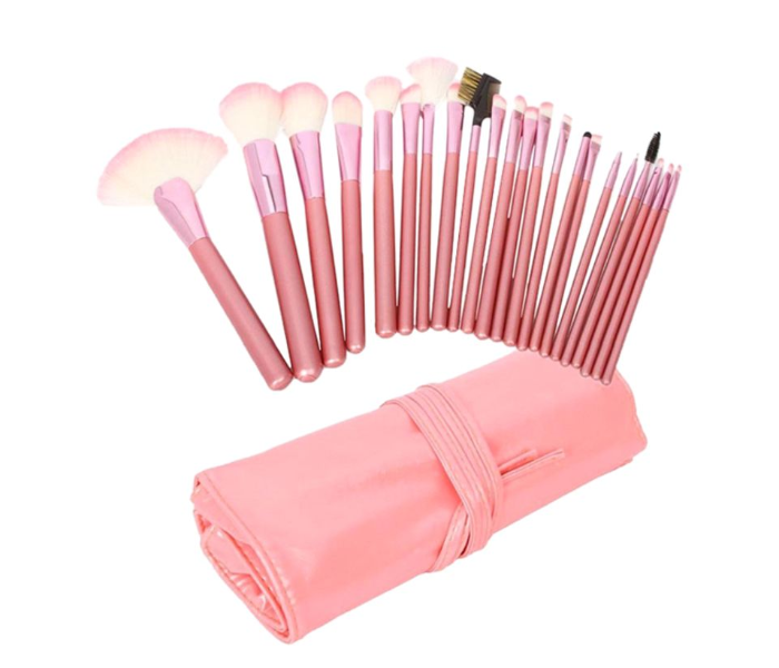 22 Piece Makeup Brushes Set with Bag - Pink - Zoom Image