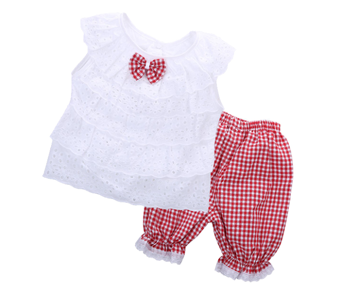 Little Wings 2 years Girls Summer Cotton T Shirt and Lattice Shorts Pants - Pink  - Zoom Image 4