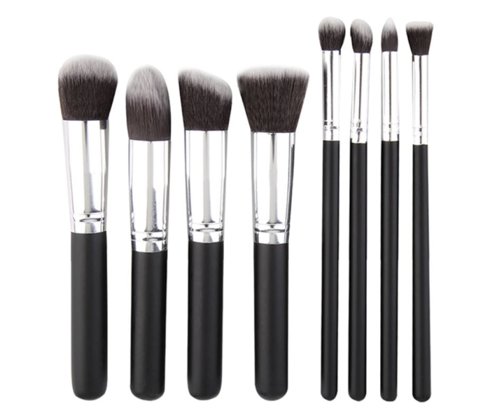 8 Piece Makeup Brush Set - Black - Zoom Image