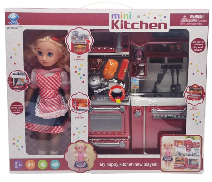 Basmah Home Appliances Set With Doll Light and Music - Red - Zoom Image 4