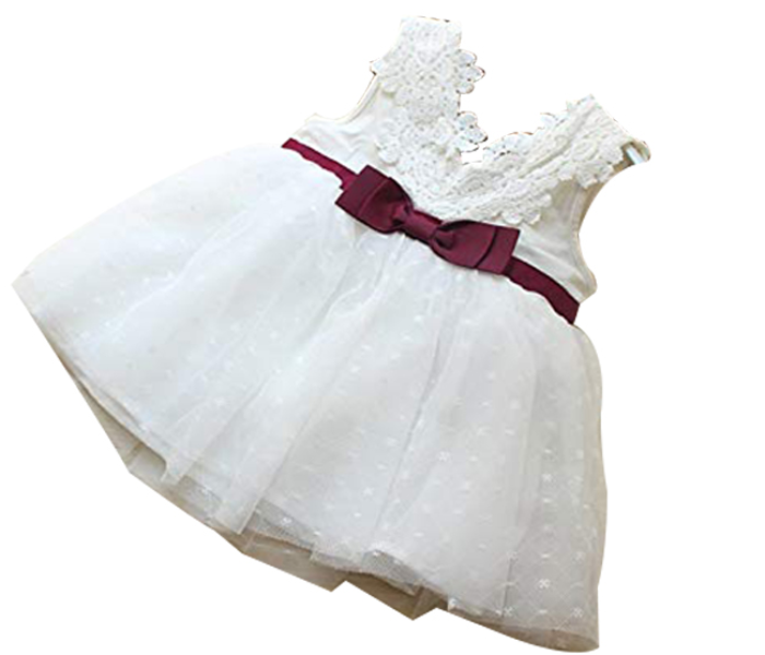 Little Wings 9 months Beautiful Bow Baby Girl Dress - White - Zoom Image 2