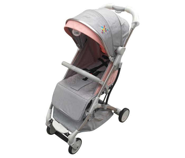 Baby Love 27-005KF Aluminum Silver Tube Stroller With Bag - Grey and Pink - Zoom Image 3