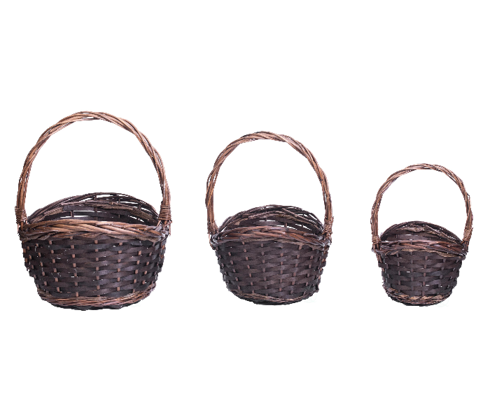 Pack of 3 Brown Boat Shaped Willow Bowl Baskets - Coffee - Zoom Image 3