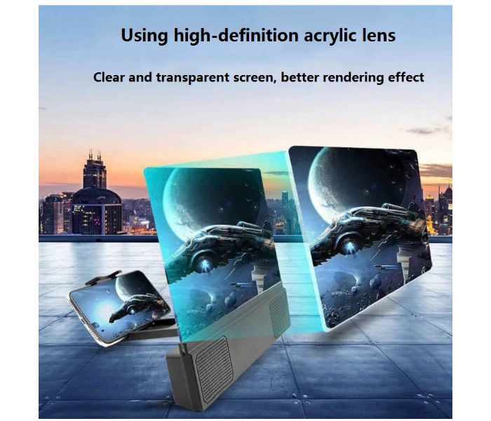 HD Mobile Phone Screen Magnifier 12 Inch 3D Blue Ray Universal Mobile Phone Screen Foldable by Aux - Zoom Image 3