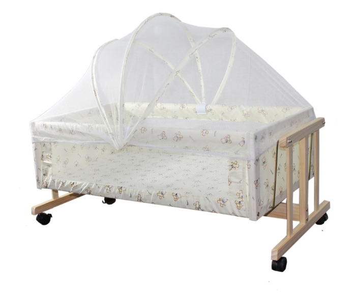 Babylove 27-16F Baby Love Wooden Bed With Mosquito Net - Blue - Zoom Image 1