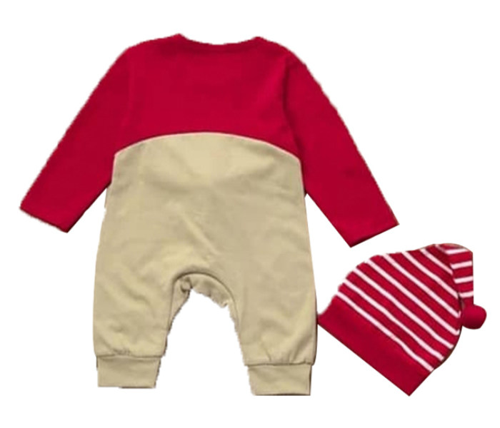 Little Wings 1 year Baby Deer Christmas Jumpsuit with Hat - Red and Brown - Zoom Image 3