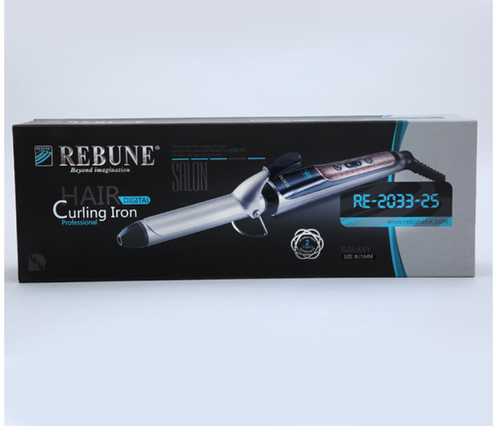 Rebune RE-203325 Beyond Imagination Professional Hair Digital Curling Iron  - Silver - Zoom Image