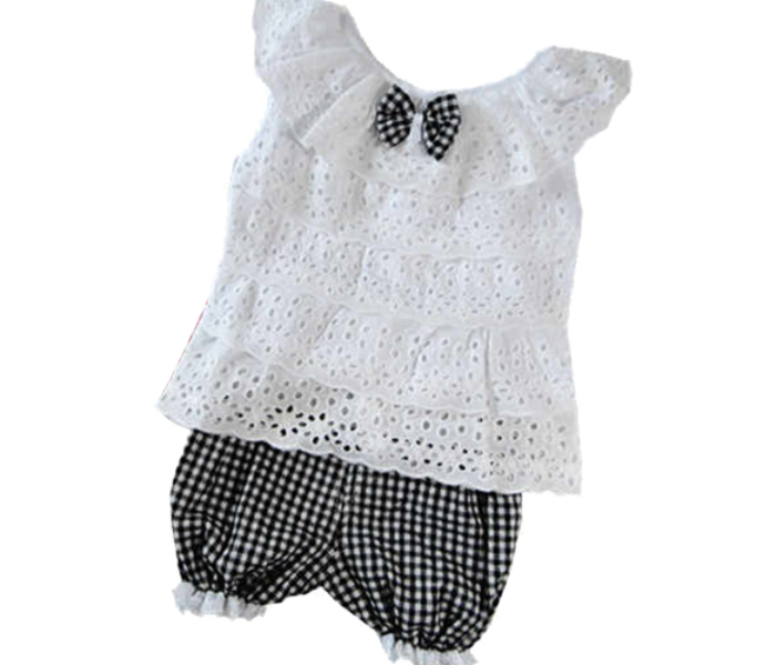 Little Wings 2 years Girls Summer Cotton T Shirt and Lattice Shorts Pants - Black - Zoom Image 1