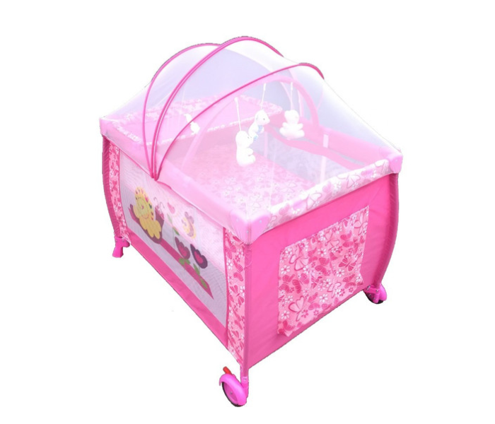 Babylove 27-930C Playpen With Mosquito Net - Pink - Zoom Image 1