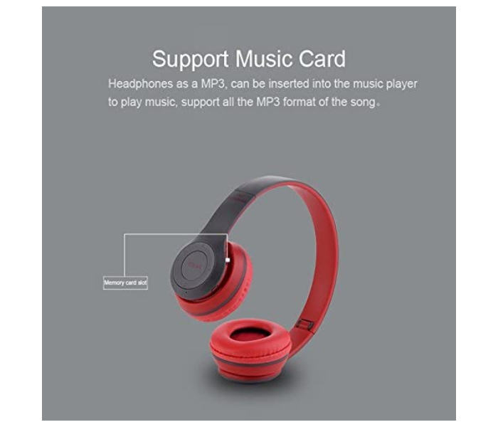 Generics P47 Wireless Bluetooth Foldable Headset - Red - Zoom Image 5