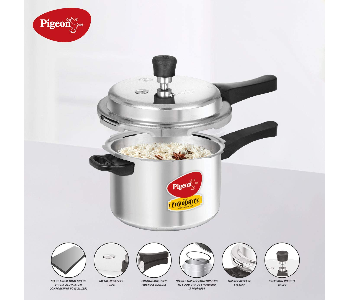 Pigeon 12093 5 Litre Favourite Aluminum Pressure Cooker - Silver - Zoom Image 2