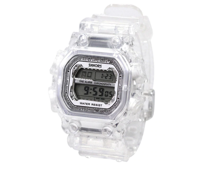 Casual Transparent Digital Sport Watch Waterproof Wrist Watch Unisex – Black - Zoom Image