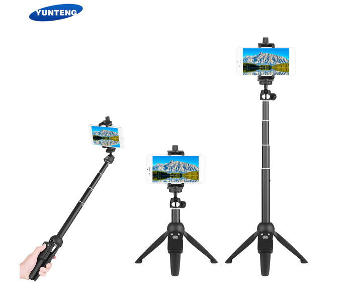 Yunteng YT9928 2 in 1 Mini Desktop Tripod Selfie Stick for Smartphones - Black - Zoom Image 1