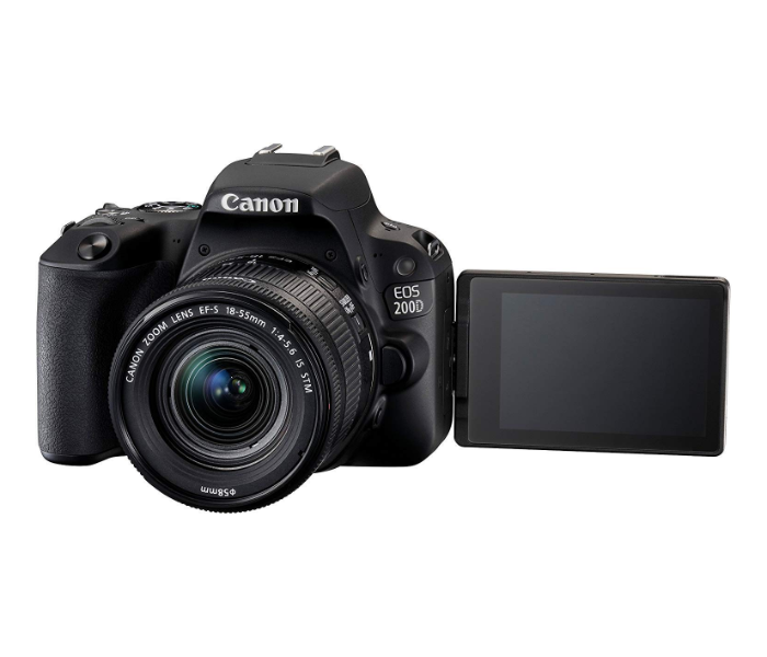 Canon EOS 200D 24.2MP Digital SLR Camera and EF-S 18-55 mm f4 is STM Lens - Black - Zoom Image 2