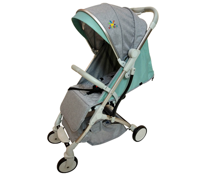 Baby Love 27-005KF Aluminum Silver Tube Stroller - Grey and Green - Zoom Image 1