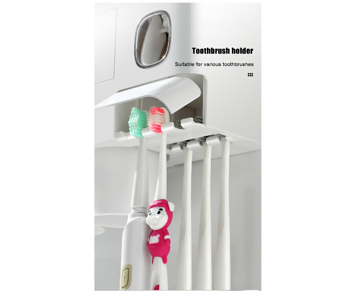 OUWE BSRP01 2 Cup Bathroom Storage Rack with Toothpaste Dispenser - Pink - Zoom Image 3