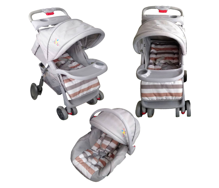 Baby Love 27-5-19 Stroller With Car Seat - Grey - Zoom Image 3