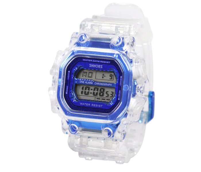 Casual Transparent Digital Sport Watch Waterproof Wrist Watch Unisex – Blue - Zoom Image