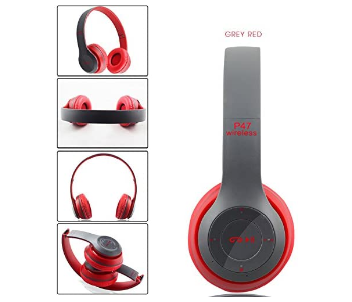 Generics P47 Wireless Bluetooth Foldable Headset - Red - Zoom Image 1