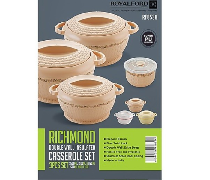 Royalford RF8538 4 Pcs Casserole Set - Cream - Zoom Image 2