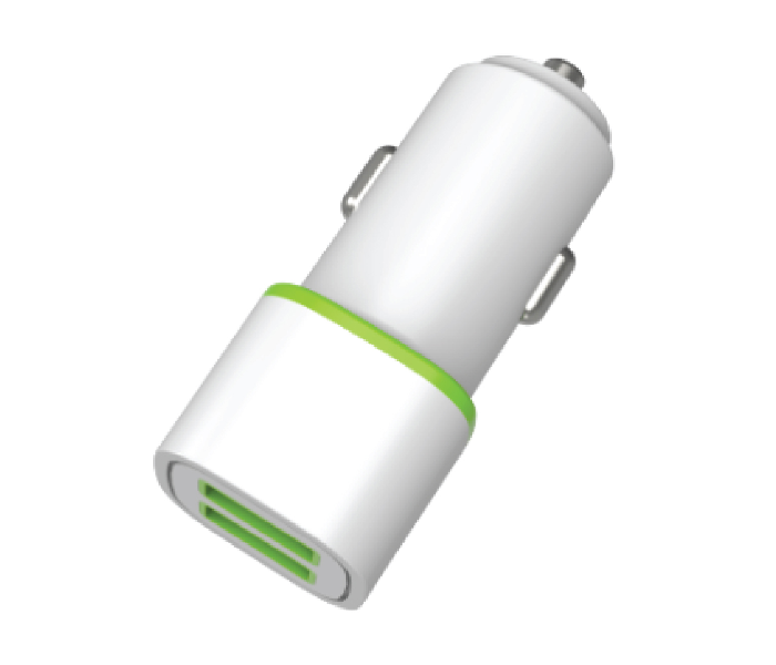 Geepas GCC1957 Dual USB Car Charger - White and Green - Zoom Image 1