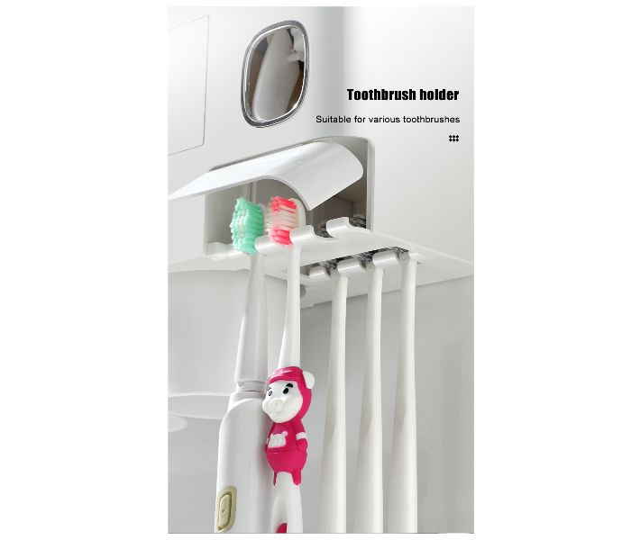 OUWE BSRP01 4 Cup Bathroom Storage Rack with Toothpaste Dispenser - Pink - Zoom Image 2