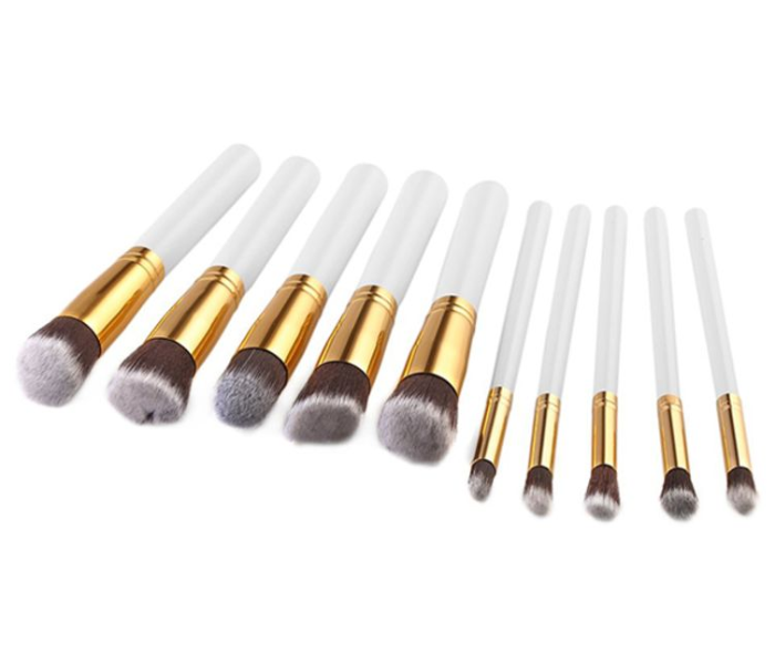 10 Piece Makeup Brush Set - White - Zoom Image