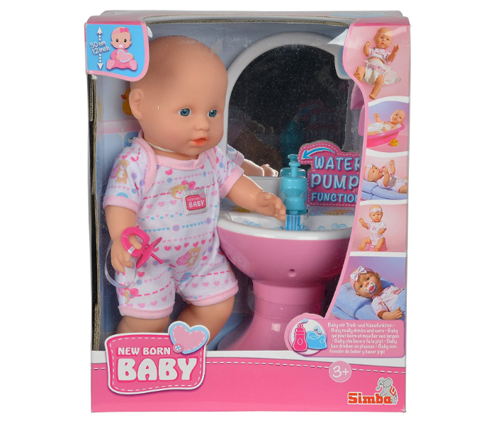 Simba New Born Baby Doll with Water Pump Function - Pink - Zoom Image 2