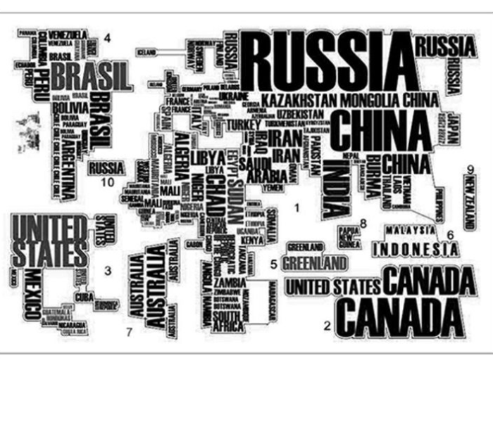 Letters World Map Wall Sticker - Black - Zoom Image