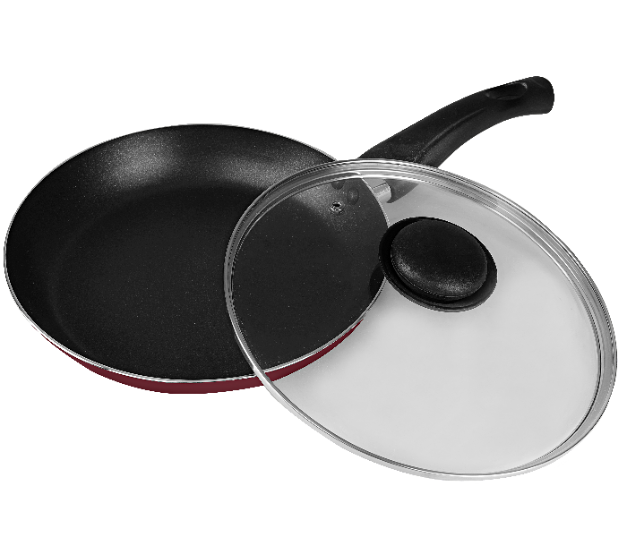 Royalford RF2952 26cm Non-Stick Fry Pan with Lid - Red - Zoom Image 3