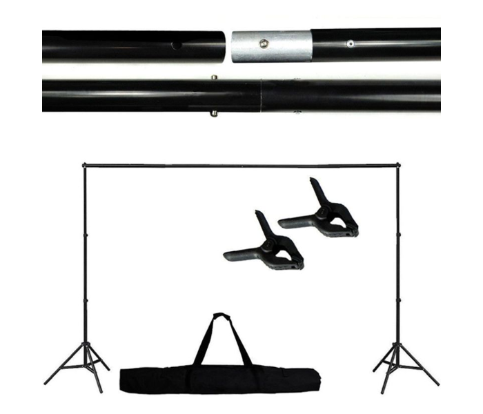 Adjustable 10 ft Background Support Stand with Backdrop Crossbar Kit - Black - Zoom Image