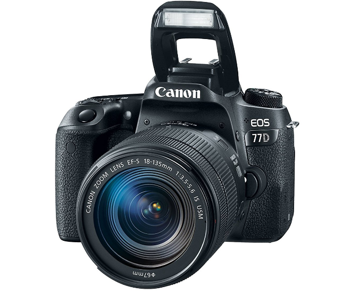 Canon EOS 77D 24.2MP Digital SLR Camera with EF-S 18-135 mm 3.5-5.6 IS USM Lens - Black - Zoom Image 2