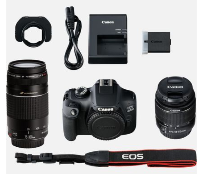 Canon EOS 4000D Body with EF-S 18-55mm III and  EF-S 75-300mm III - Black - Zoom Image 7